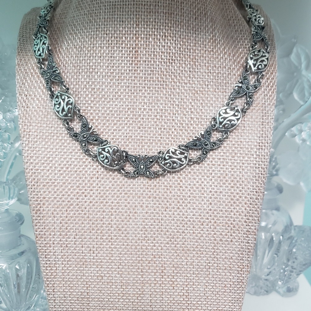 Vintage Sterling Silver and Marcasite Choker